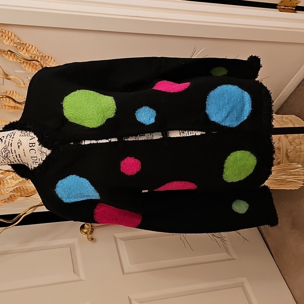 BLACK 100%WOOL MULTI CIRCLE PRINT SWEATER